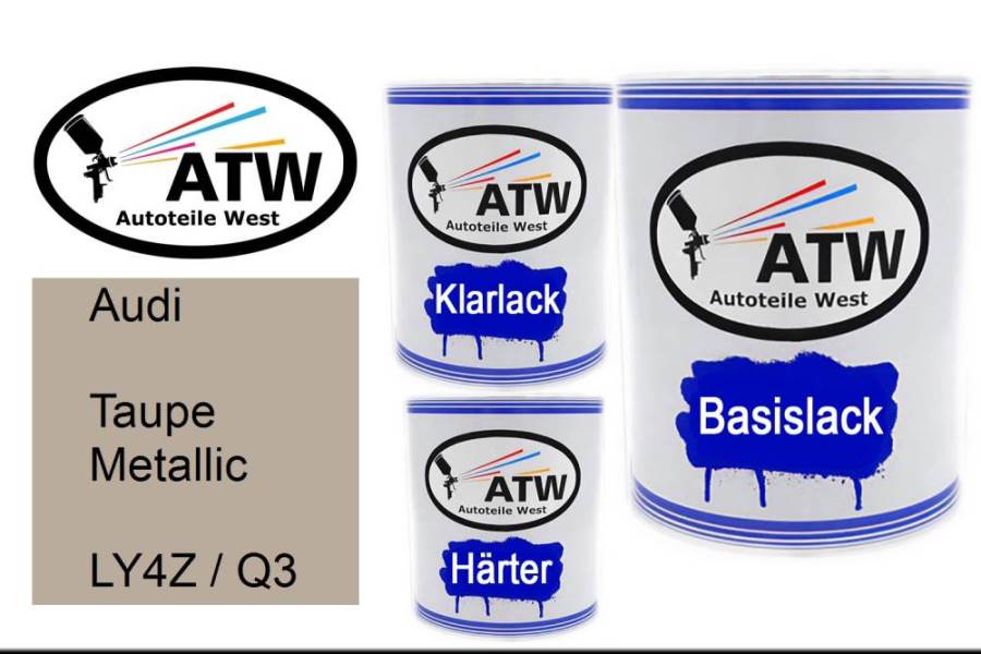 Audi, Taupe Metallic, LY4Z / Q3: 1L Lackdose + 1L Klarlack + 500ml Härter - Set, von ATW Autoteile West.